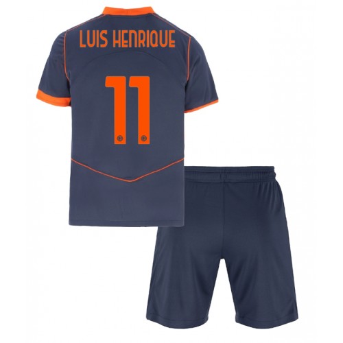 Stroje piłkarskie Inter Milan Luis Henrique #11 Koszulka Trzeciej dla dzieci 2025-26 Krótki Rękaw (+ szorty)